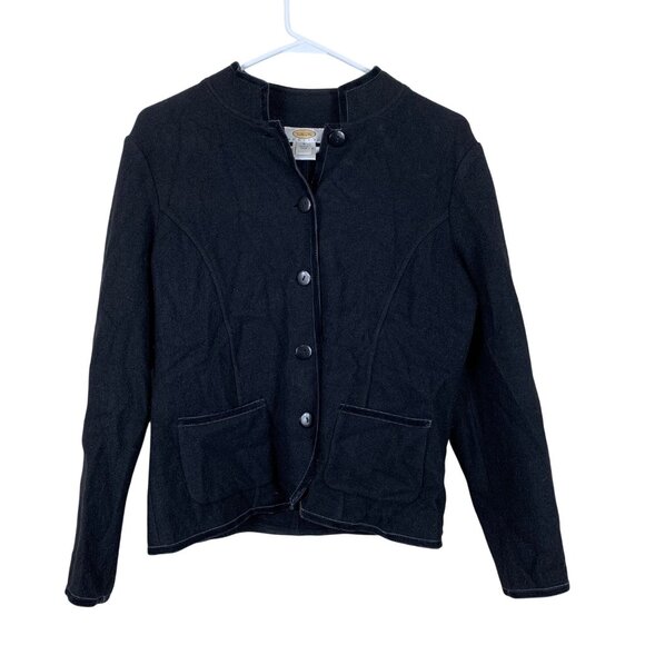 Vintage 90’s Talbots 100% Merino Wool Velvet Trim Button Down Cardigan - Size Sm - Picture 1 of 6